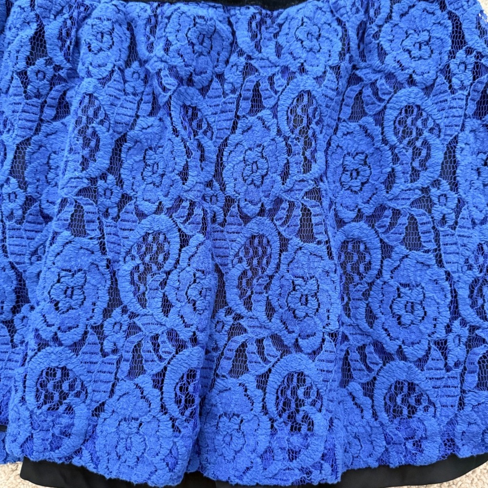 Aeropostale Skater Skirt Womens Medium Blue Floral Lace Velvet‎ Waistband Zipper - Picture 7 of 9